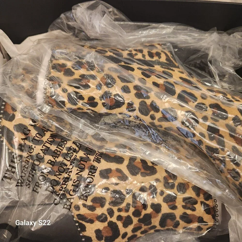 COACH Brown Drea Beadchain Leopard Block Heel Almond Toe Ankle Boots Booties 5 - Picture 14 of 14